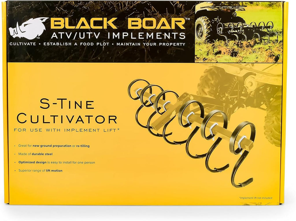black boar atv utv s-tine cultivator implement, 6, side view