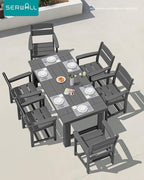SERWALL HDPE Outdoor Dining Chair, Patio Dining Chair for Deck, Gray