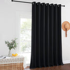 NICETOWN Black Out Blinds for Sliding Doors - Extra Wide Heat Blocking Patio Glass Door Drape, Room Divider Curtain for Apartment (Black, 100 inches Width x 108 inches Length)