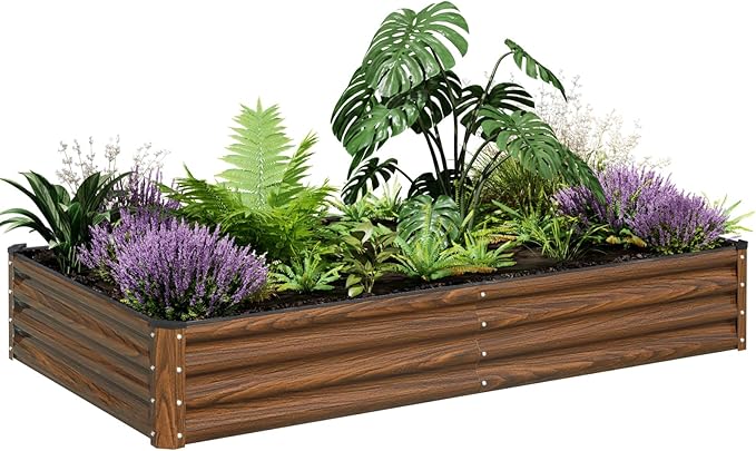 SnugNiture Galvanized Raised Garden Bed 8x4x1FT Outdoor Large Metal Planter Box Steel Kit for Planting Vegetables, Flowers