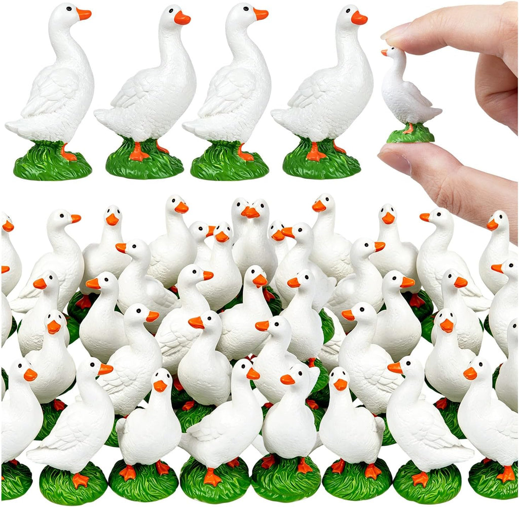 25pcs Mini Resin GooseT iny Animal Figurines Bulk | Small Desk Goose Decor for Garden Lawn Yard Micro Landscape Aquarium Potted Ornament DIY Craft