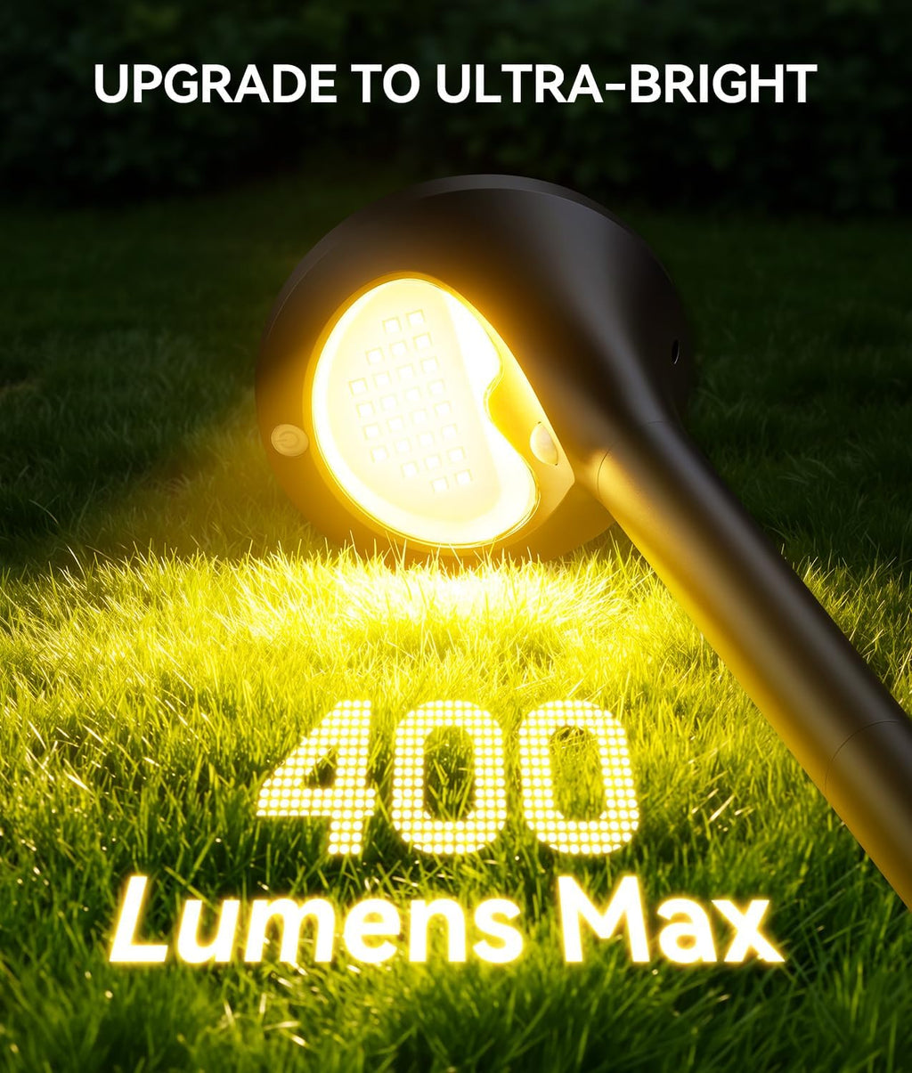 Solar Pathway Lights Outdoor with Motion Sensor, 6 Pack Security Solar Garden Lights, 400LM Bright LEDs, Larger Glass Panel, 3 Modes Waterproof Path Lights for Yard Patio Walkway Driveway