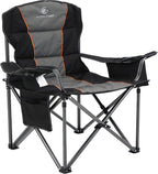 ALPHA CAMP Heavy Duty Camping Chair 500LBS Capacity, Oversized Folding Chair for Heavy People, Padded Portable Outdoor Chair with Cooler Bag & Cup Holder for Camping, Fishing, Beach