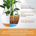 10 inch Hanging Planters for Indoor Outdoor Plants with Self-Watering Pots, 3 Pack Plastic Hanging Basket with Removable Tray for Home Garden Porch Balcony Patio Decor(White+Black+Green)