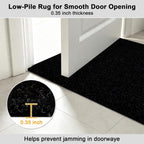 Runner Rug 2' x 8' Outdoor/Indoor, Rug with Natural Rubber Backing Non Slip for Hallway, Kitchen, Patio, Laundry, RV, Entryway, Garage, Bathroom, Area Rug Carpet, Black, Custom Size | Floor Mat with Rubber Backing for Kitchen, Laundry Room, Bathroom