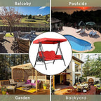 Replacement Canopy for 3 Seater Outdoor Swing Chairs,Swing Canopy Replacement Top Cover,Waterproof Sunscreen Universal Top Cover Fits Patio Porch Garden Hammocks,Red