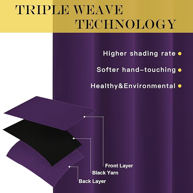 NICETOWN Door Curtain for Closet Doors 80 Inches Long 1 Panel, Blackout Doorway Curtain for Open Closet Bedroom, Room Divider Living Room for Privacy (Royal Purple, 1 Panel, 46W x 80L)