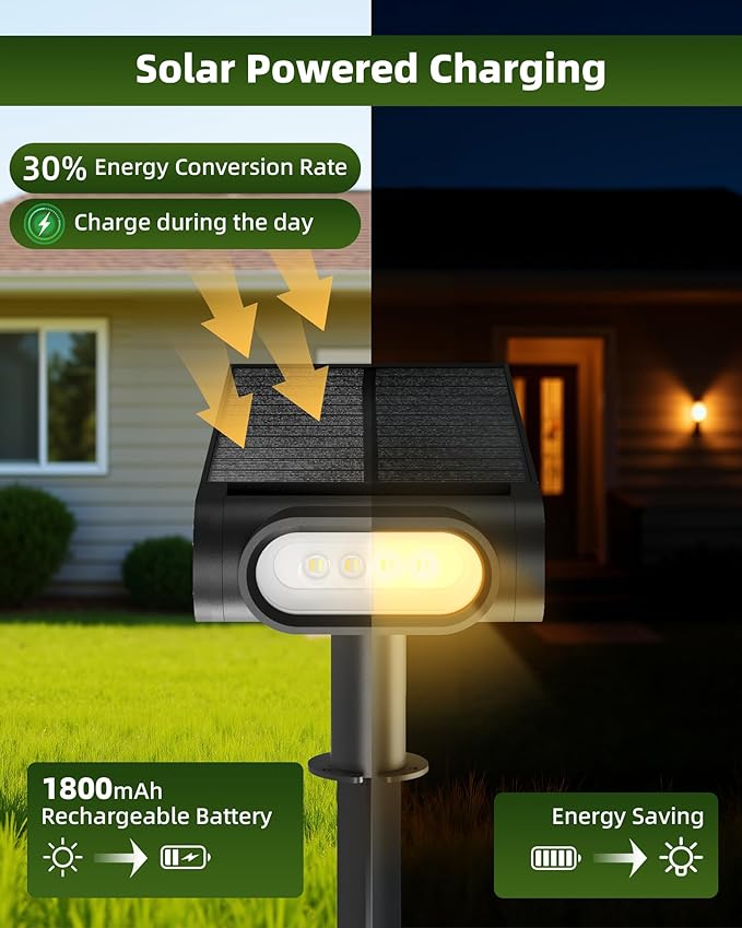 EZVALO Solar Spot Lights Outdoor IP67 Waterproof, Adjustable Solar Landscape Lights, 3 Lighting Modes Solar Spotlights for Outside Yard Garden Plant Trees Pathway Flag (Warm White-4Pack)