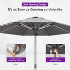 PURPLE LEAF 3-Piece Outdoor Chaise Lounge Set with Market Umbrella Adjustable Sunbathing Daybed for Pool, Garden and Backyard Moon Basalt