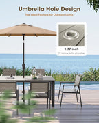Outdoor Patio Dining Set for 6, Aluminum 7 Piece HDPS Patio Table and Chairs Set with Umbrella Hole, Modren Patio Furniture Set, Patio Dining Table and 6 Chairs (Classic Gray)