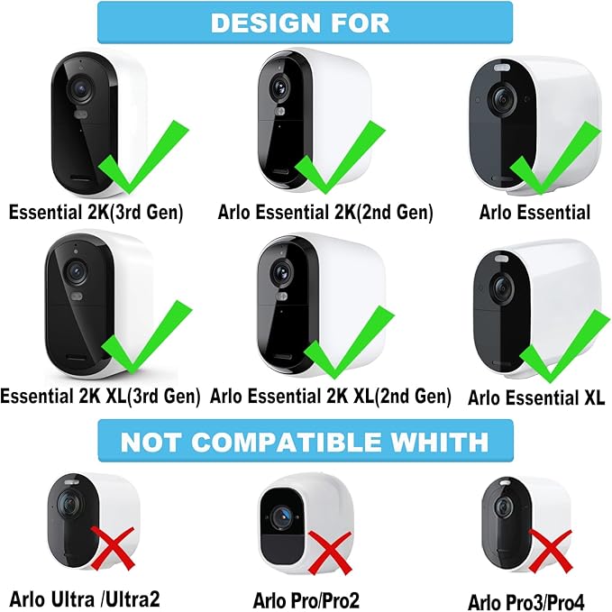 Solar Panel for Arlo Essential/XL Spotlight Cam (1st Gen), Essential 2K/2K XL (2nd Gen，3rd Gen), with 13FT Micro USB & Type-C Cables, 360° Adjustable Aluminum Mount, 1 Pack