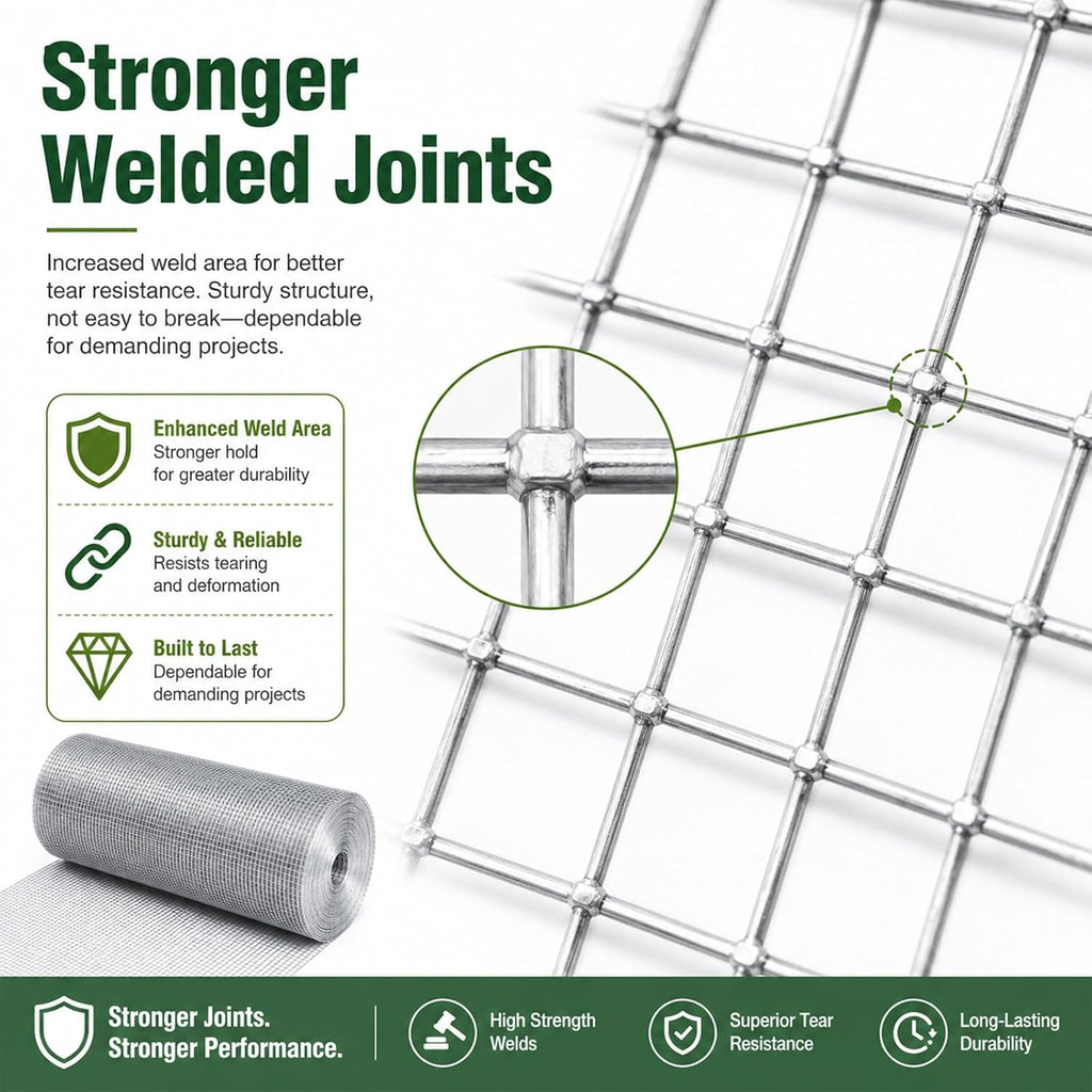 Hardware Cloth 1/2 in. x 4 ft. x 100 ft. 19-Gauge | Wire Mesh Roll, Chicken Wire Fencing, Gopher Wire, Garden Fencing, Chicken Wire Fence Roll, Tree Guard