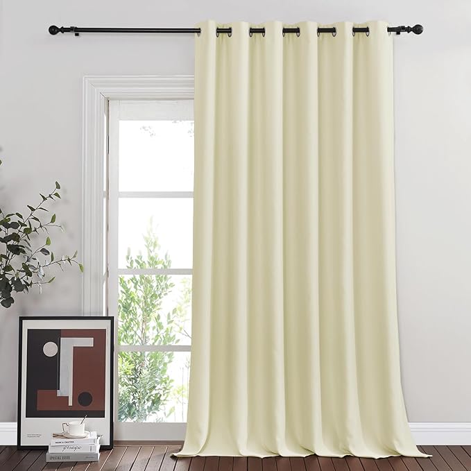 NICETOWN Blackout Room Divider Curtains for Sliding Glass Doors 102 Inches Long 1 Panel, Extra Wide Curtains for Doorway Patio Bedroom Living Room (Beige, 80Wx102L, 1 Panel)