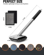 Bristle-Free Steam Grill Brush with 5 Replacement Pads – No Bristle Shedding. Unique Steel Fibers Pads Efficiently Deep Clean All Kinds of Grills. A Safe Outdoor Grill Cleaner. Gift for Men/Dad.