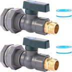 BILAL 2 Set 3/4 Inch Rain Barrel Spigot Kit with Bulkhead Fitting, 2 Set | Water Barrel PVC Garden Diverter Kit Hose Faucet Adapter for Water Tanks, Aquariums, Tubs, Pool, Garden Barrel