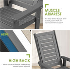 GREENVINES Outdoor Rocking Chair Set | 3-Piece | 2 Rocking Chairs with 1 Side Table | Porch Rocker | HDPE Plastic | Grey | Patio Furniture Sets | High Back | Big & Tall | Ladder Back
