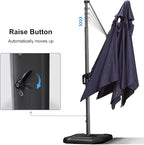 PURPLE LEAF 11.5' X 11.5' Telescopic Patio Umbrella with Base Included Lifting Cantilever Offset Square Large Umbrella for Pool Outdoor Patio Deck Garden Navy