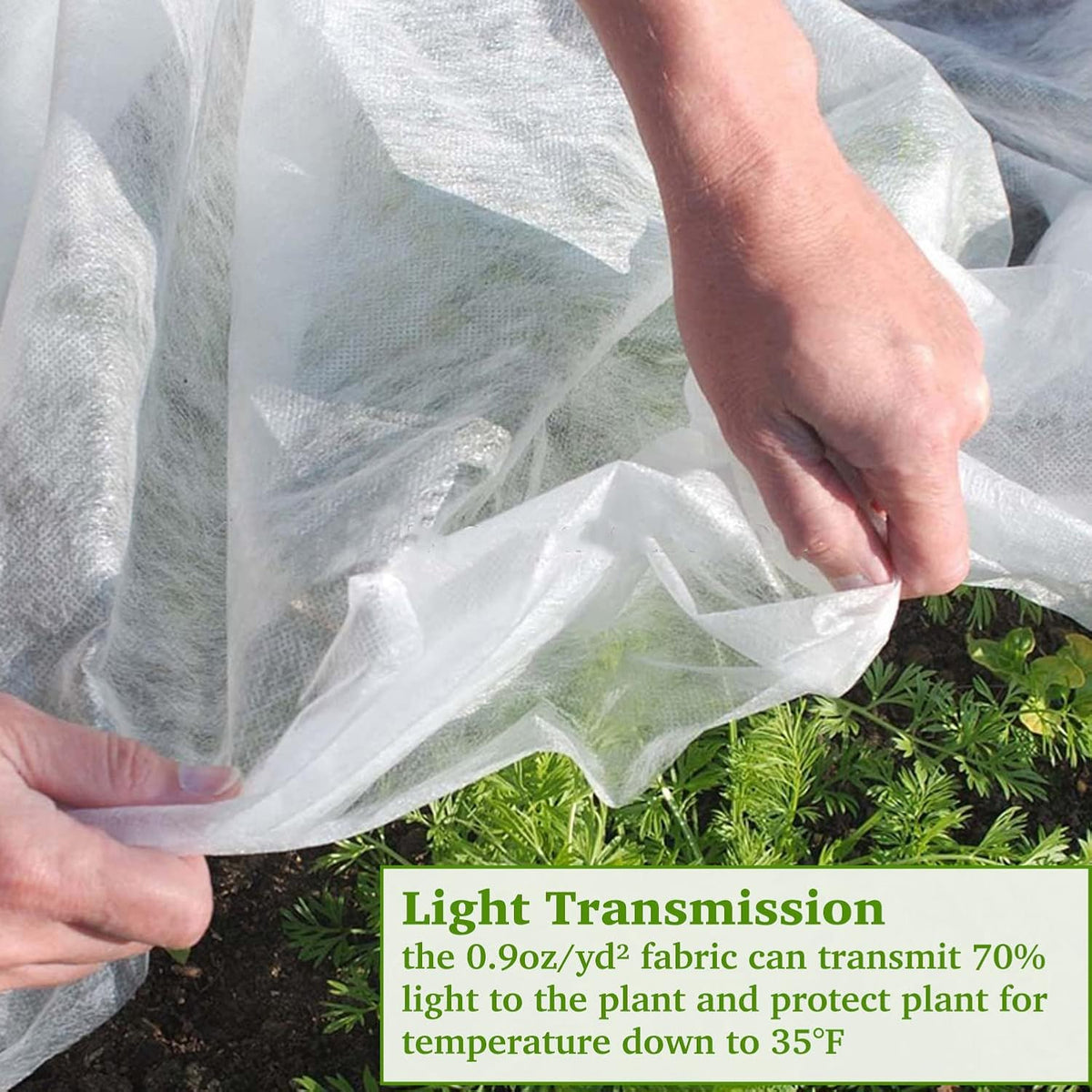 plant covers freeze protection 10x30ft floating row cover, side view