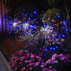 hpufkot solar garden lights outdoor,waterproof garden, 2pc 200 shown in use