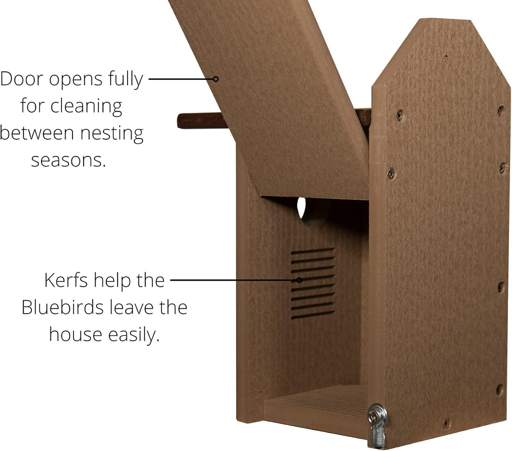Recycled Poly Lumber Standard Bluebird Bird House (Brown and Brown)