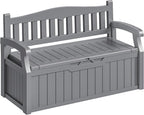 Homall 75 Gallon Outdoor Storage Benches Lockable Deck Box with Waterproof and UV Resistant, Waterproof Storage Box for Patio Furniture, Tools, Cushions (Grey)