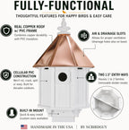 Handmade Copper Roof Bluebird House for Bluebirds & Songbirds, Made in USA (H8C) (Custom Mount)