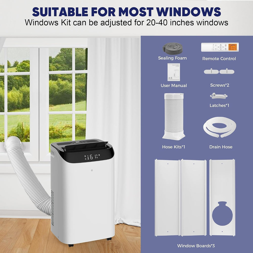 14000 btu portable air conditioners, cools up to, front angle view