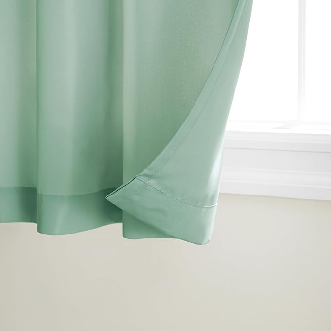 TOWN & COUNTRY BASICS Cabana Solid Heavyweight Indoor Outdoor Curtains, Light Filtering Opacity with Grommet Top, Water Repellent, 2-Pack Set, 54"x84", Seafoam