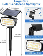 Fabrito 136 LED Solar Spot Lights Outdoor 4 Packs Warm White