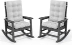 SERWALL Oversized Outdoor Rocking Chair Set of 2, HDPE Rocker for Adults, Patio Rocking Chairs for Porch, Grey