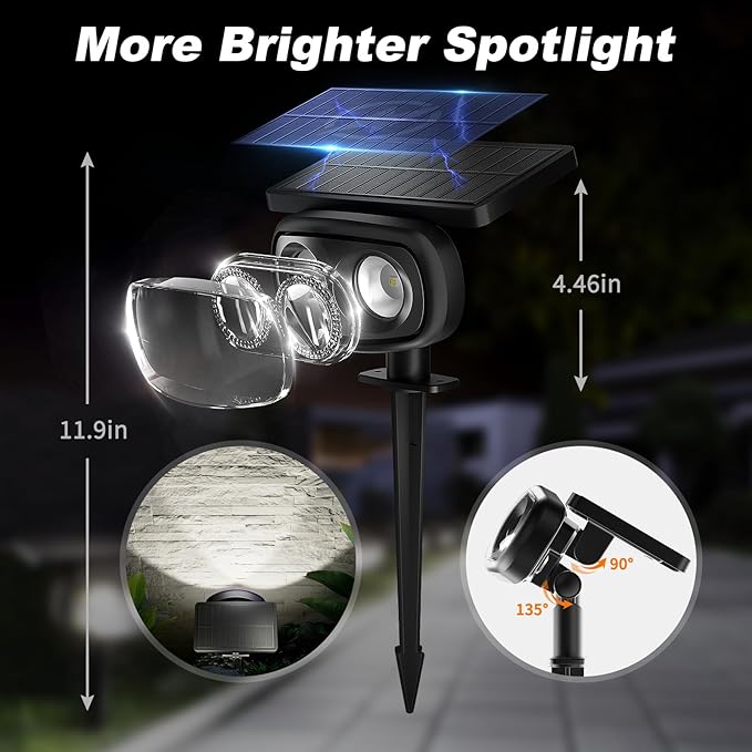Solar Spot Lights Outdoor Waterproof IP68, RGB Colors Changing Solar Lights with 4 Lighting Modes, Solar Powered Lights Outdoor for Yard Outside Landscape Garden (6Pack)