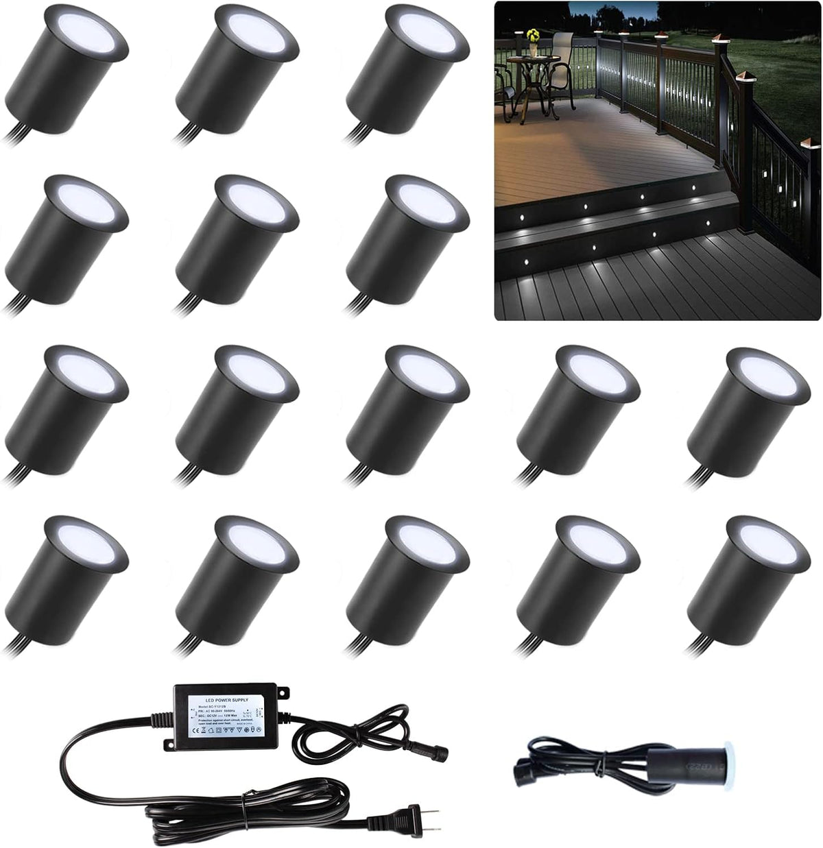 deck lights with photocell and protecting shell φ1.18in, main product view