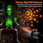 Halloween Projector Outdoor, 2026 Upgraded 3D Dynamic Skull HD Patterns,Clearer Holiday Light Ideal for Window Wall Displays and Halloween Garage Door Cover Projections