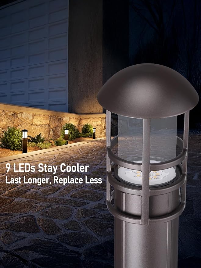 LEONLITE LED Low Voltage Landscape Pathway Lights, 3W 12V AC/DC Path Lighting, CRI90+, IP65 Waterproof, ETL Listed, Oil Rubbed Bronze Aluminum Housing, 3000K Warm White, Pack of 4