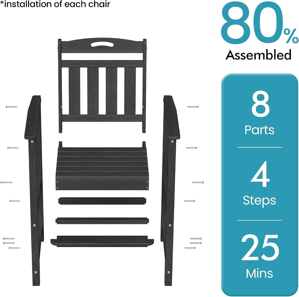 ciokea bar height adirondack chair, 380lbs heavy duty, front angle view