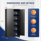 Yizosh Metal Garage Storage Cabinet with Locking Doors and Adjustable Shelves,- 75" Rolling Steel Tool Cabinet for Home Office,Garage,Warehouse