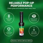 Rain Bird 5000 Heavy Duty Simple Adjust Gear Driven Rotor Sprinkler Head | 4-Pack, 3/4 inch Inlet - Water Efficient 4 inch Pop Up Lawn Sprinkler, Adjustable 40 - 360 Degree Arc and 25 - 50 ft Radius