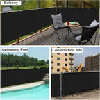 UPGRADE Privacy Fence Screen 6'x26' Black Outdoor 90% Visibility Blockage 170 GSM Mesh Shade Cover Panels for Backyard,Balcony,Home Decoration with Zip Ties,Customized Avaliable