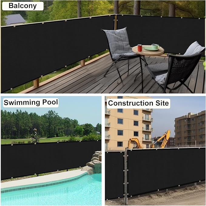UPGRADE Privacy Fence Screen 6'x19' Black Outdoor 90% Visibility Blockage 170 GSM Mesh Shade Cover Panels for Backyard,Balcony,Home Decoration with Zip Ties,Customized Avaliable