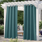 NICETOWN Patio Outdoor Curtain Waterproof, Thermal Insulated Rustproof Grommet Blackout Indoor Outdoor Gazebo Curtain/Drape for Outdoor Activity, Teal, 1 Panel, W52 by L84