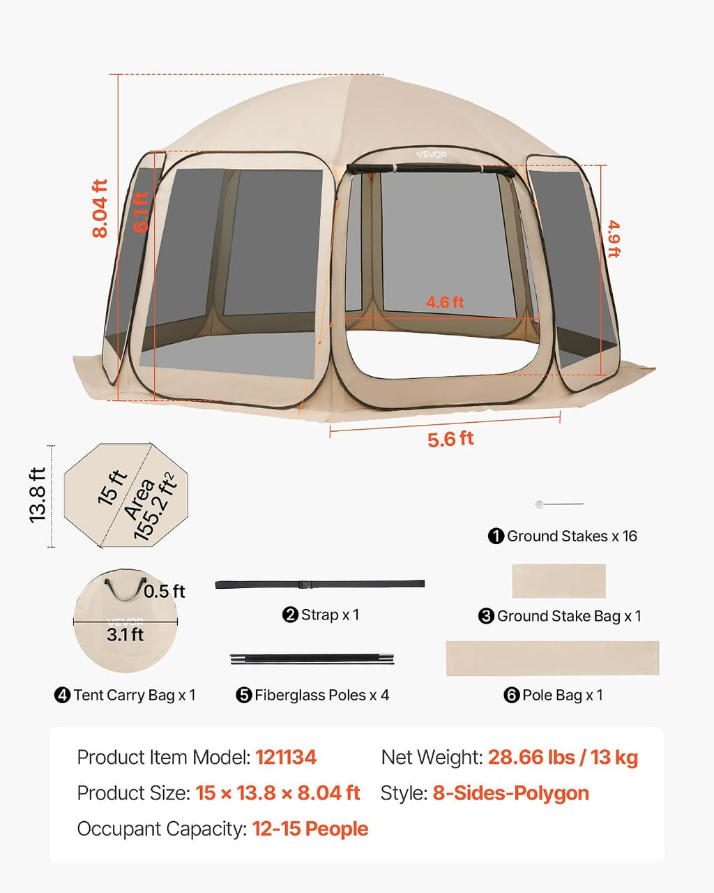 vevor pop up screen house tent, 15 x on a desk or shelf