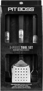 Pit Boss Grills Soft Touch 3 Piece Tool Set, Stainless