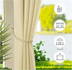 NICETOWN Canvas Patio Curtains Outdoor Waterproof, Rustproof Grommet Durable Thick Privacy Indoor/Outdoor Curtains & Drapes for Porch/Pergola/Cabana, W55 x L95, Light Beige, 2 Panels