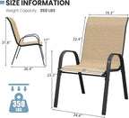 Patio Dining Chairs Set of 4, Outdoor High Stacking Chairs for All Weather, Breathable Seat Fabric and Alloy Steel Frame for Backyard, Porch, Garden (Brown)
