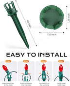 100-Pack Plastic Light Stakes, 5.5 Inch Christmas Yard Stakes for C7 C9 Christmas Lights Outdoor, Universal Light Stakes for Outdoor Holiday Lights, Green
