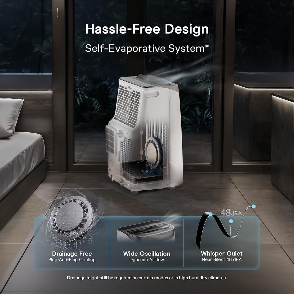 ac infinity smart portable air conditioner 5-in-1, all-season on a desk or shelf