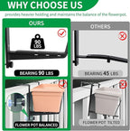 Window Box Brackets, Adjustable Planter Box Brackets, Heavy Duty Iron Flower Box Bracket for Deck Railing with Upgraded Bottom Support - Ideal for Balconies, Fences, and Gardens (6 Pack)