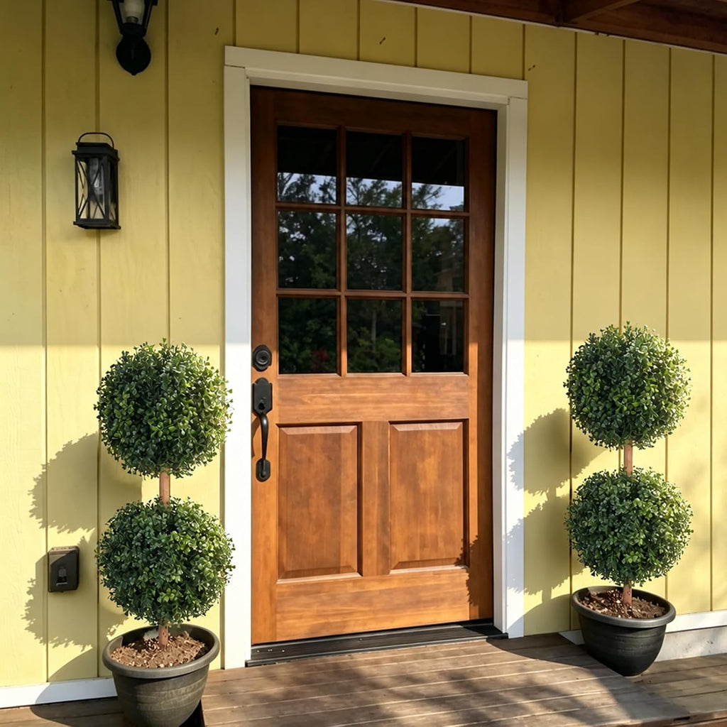 3ft topiary trees artificial outdoor faux boxwoods for shown in use