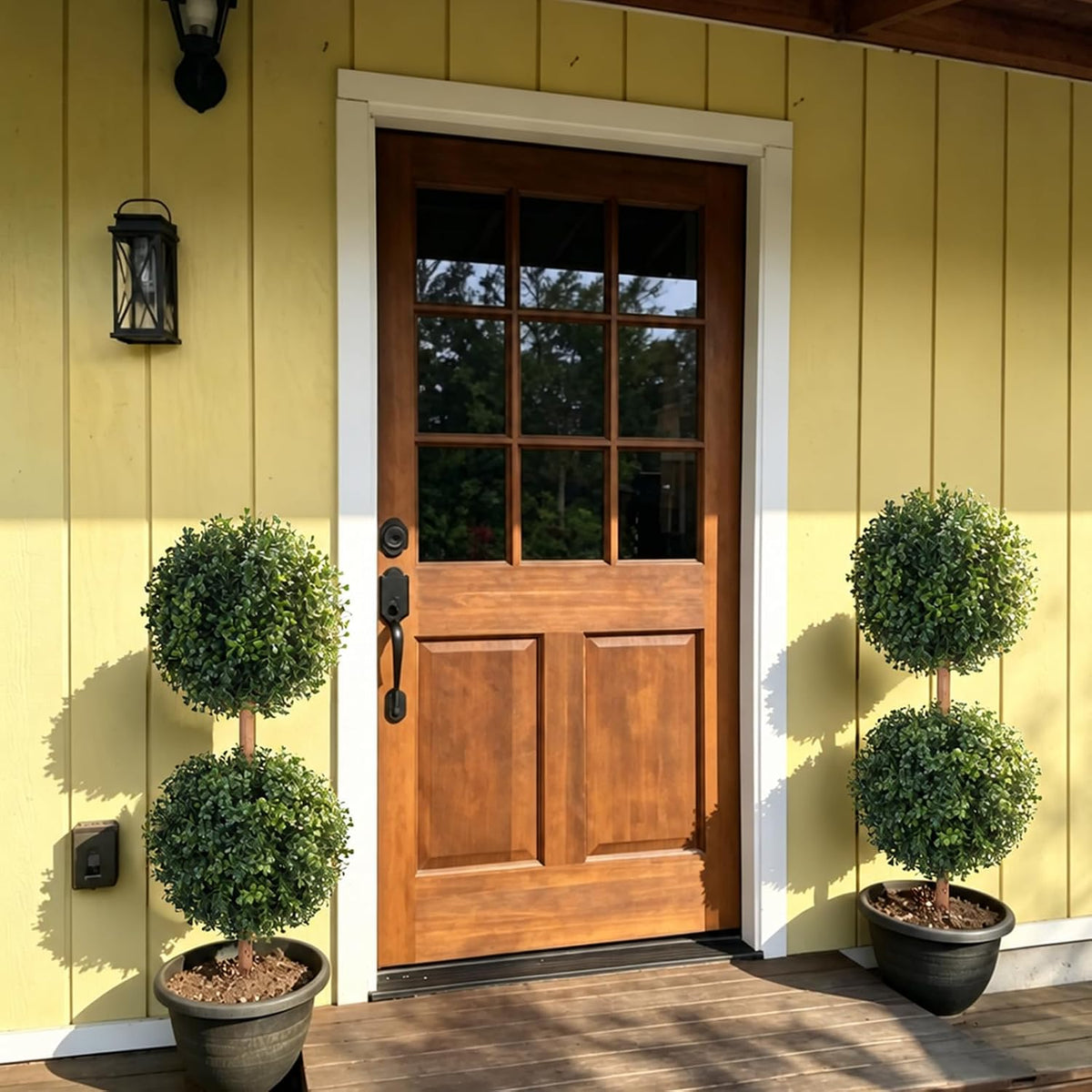 3ft topiary trees artificial outdoor faux boxwoods for shown in use
