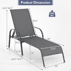 Giantex Patio Lounge Chair, Outdoor Chaise Lounge with 5 Adjustable Backrest, Sturdy Steel Frame, Sunbathing Recliner, Tanning Chair for Beach, Outside, Yard, Balcony, Pool Chairs (1,Dark Gray)